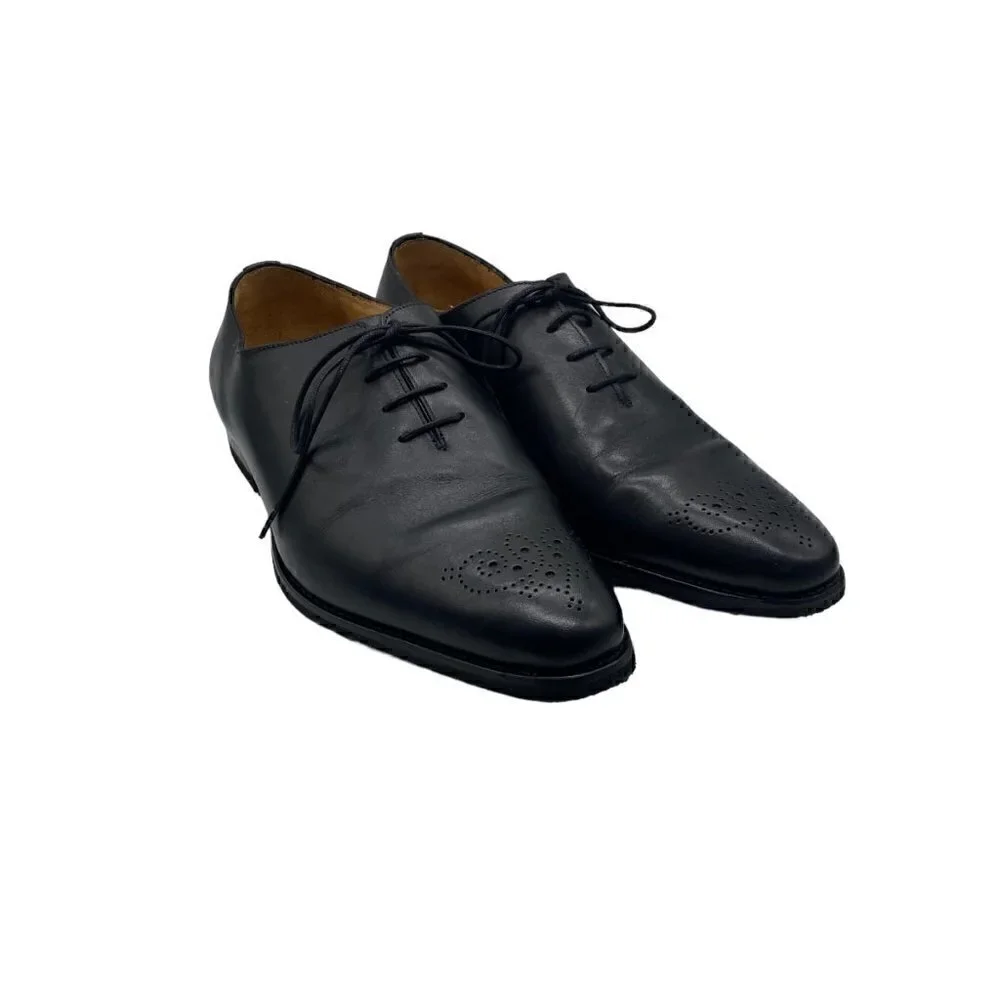 Dapper Mens Oxfords Dress Shoes Laser Cut Design Lace Up Black Leather Size 12?